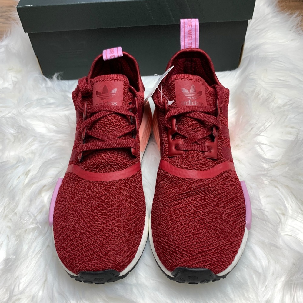 New Adidas NMD R1 Collegiate Burgundy Sneakers - Picture 5 of 8